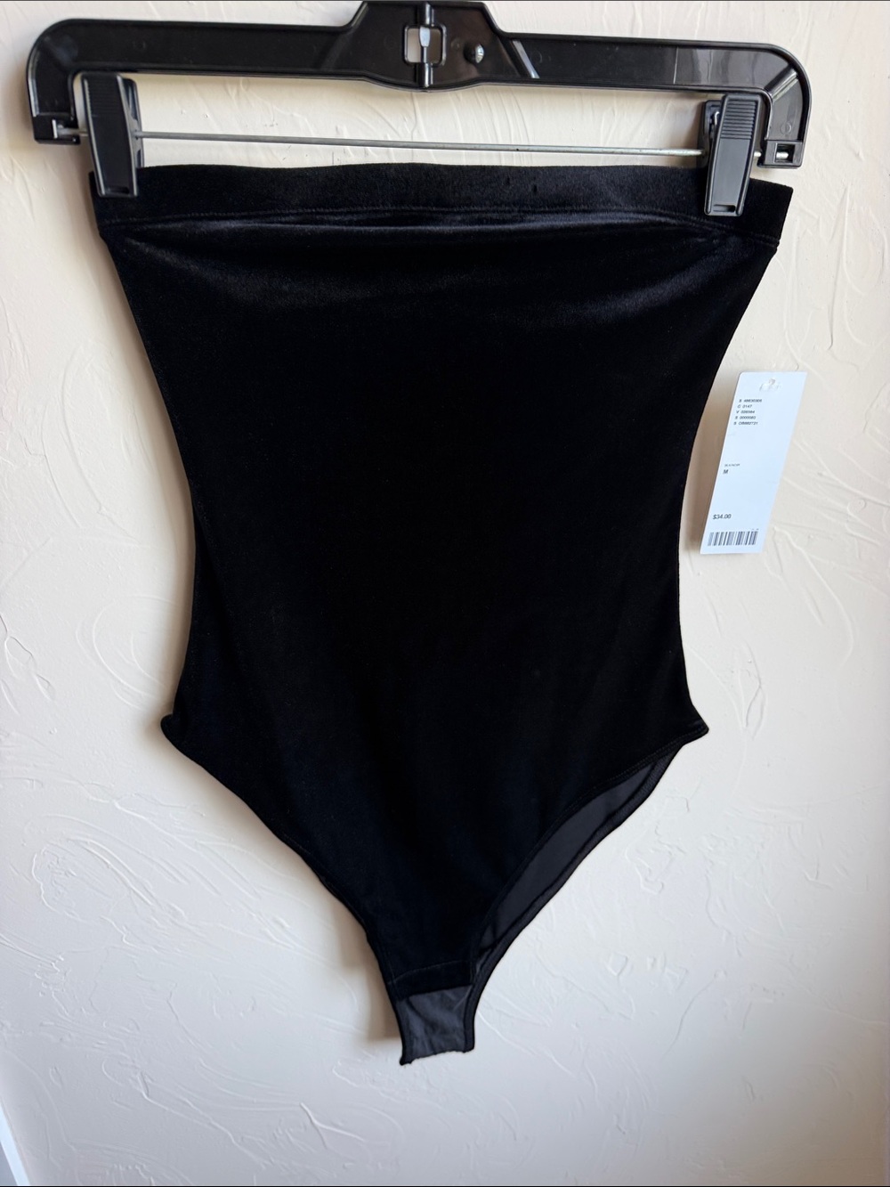 Urban Outfitters Black Velvet Strapless Bodysuit Bandeau